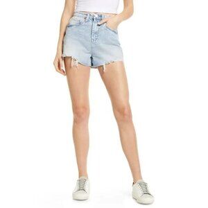 NWT BLANKNYC  The Reeve Frayed High Waist Light Wash Blue Denim Jean Shorts 27